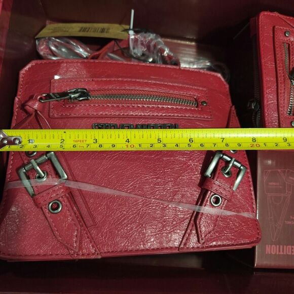 Steve Madden Bag Special Edition Red Evelyn Gift Set Purse 2 Bag Straps Wallet - Picture 7 of 15